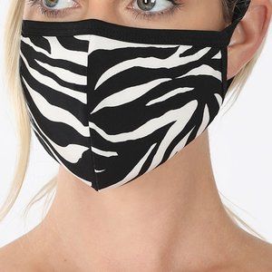 25% OFF 2/More Zebra Face Mask OSFM Black/White